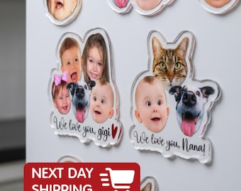 Personalized Baby Face Photo Magnet, Mothers Day Gifts for Grandma, Custom Photo Acrylic Magnet, Grandma Gift from Grandkids