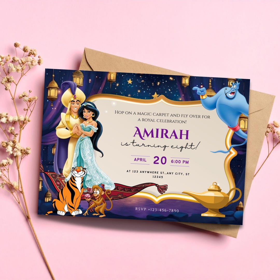 Aladdin Birthday Invitation | Arabian Nights Princess or Prince Party ...