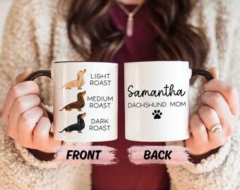 Dachshund Mug, Custom Dog Mom Ceramic Cup, Funny Dachshund Art Mugs