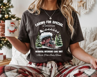 Christmas NICU Nurse T-Shirt | Holiday Train Graphic Tee