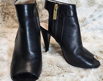 Louise Et Cie Lo Sabal Open Toe Leather Bootie Black Size 5.5/35.5