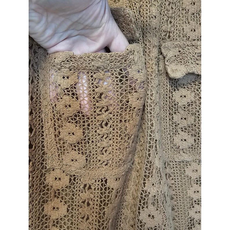 By Anthropologie Crochet Coverup Pants Coastal Boho Festivall SZ X-Small-Tall image 12