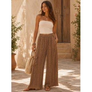 By Anthropologie Crochet Coverup Pants Coastal Boho Festivall SZ X-Small-Tall image 1