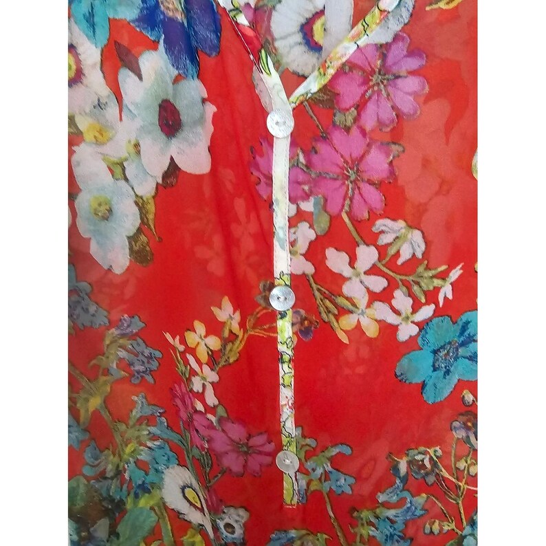 Fig&Flower Anthropologie Blusa campesina transparente con estampado floral estilo boho cottagecore Sin talla/etiqueta imagen 5