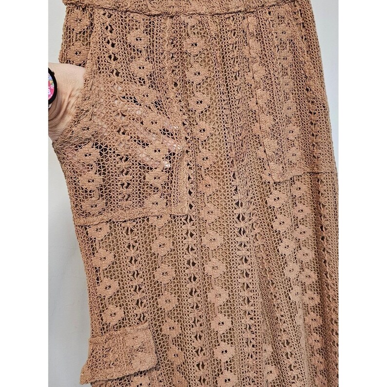 By Anthropologie Crochet Coverup Pants Coastal Boho Festivall SZ X-Small-Tall image 9