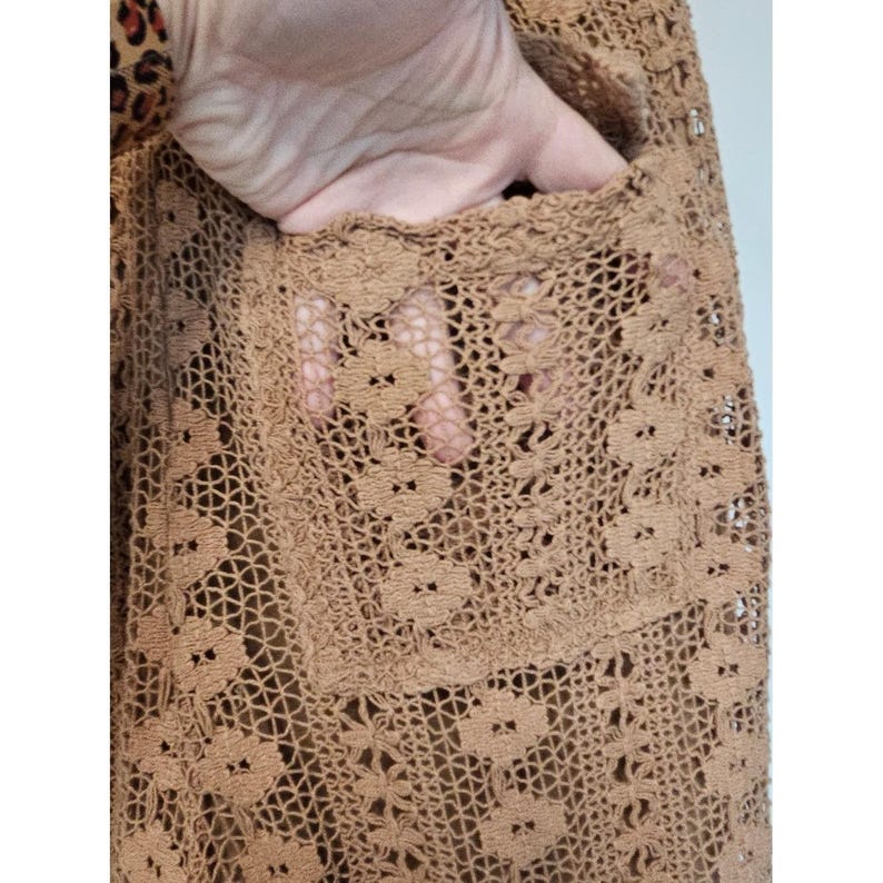 By Anthropologie Crochet Coverup Pants Coastal Boho Festivall SZ X-Small-Tall image 11