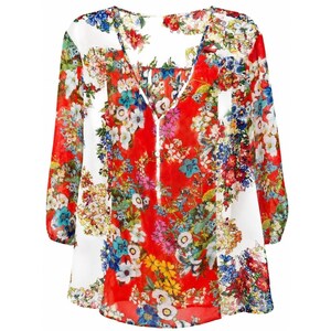 Fig&Flower Anthropologie Blusa campesina transparente con estampado floral estilo boho cottagecore Sin talla/etiqueta imagen 2