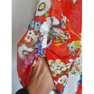 Fig&Flower Anthropologie Blusa campesina transparente con estampado floral estilo boho cottagecore Sin talla/etiqueta imagen 6