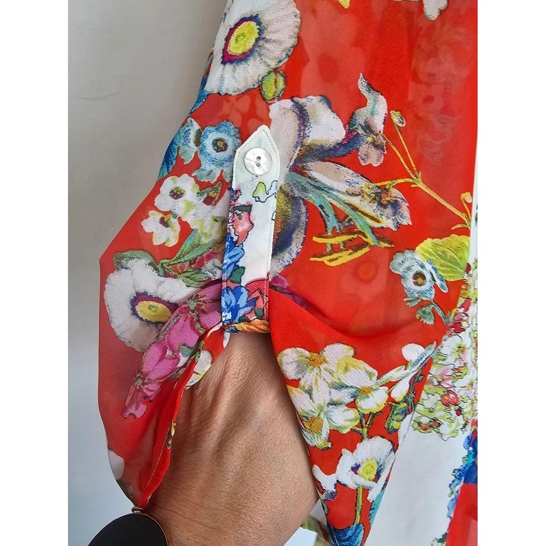 Fig&Flower Anthropologie Blusa campesina transparente con estampado floral estilo boho cottagecore Sin talla/etiqueta imagen 6