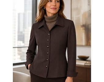 Doncaster bruine blazer met wollen col, maat small