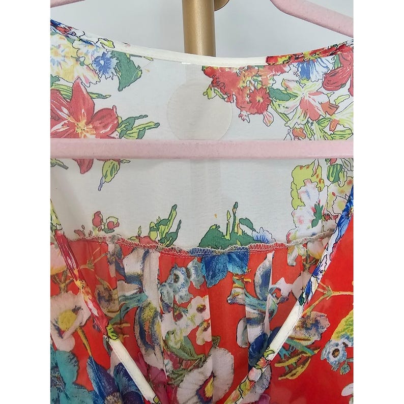 Fig&Flower Anthropologie Blusa campesina transparente con estampado floral estilo boho cottagecore Sin talla/etiqueta imagen 4