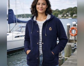Chaqueta vintage con cremallera y capucha de Lauren Ralph Lauren. Talla M. 100 % algodón.