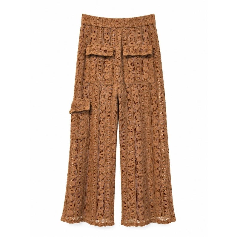 By Anthropologie Crochet Coverup Pants Coastal Boho Festivall SZ X-Small-Tall image 3