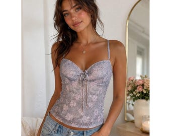 NWT Hyde's cami-top met kanten lovertjescorset lavendelroze Y2K MT medium