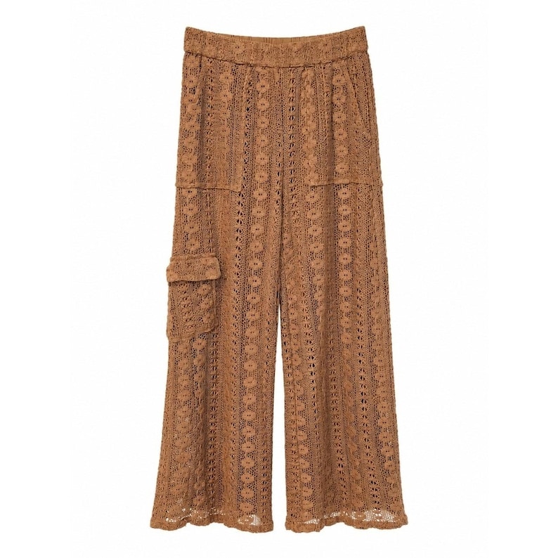 By Anthropologie Crochet Coverup Pants Coastal Boho Festivall SZ X-Small-Tall image 2