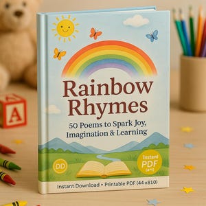 Książka z wierszami dla dzieci „Ryby tęczowe” | 53 strony, format PDF do druku, format A4, 8x10 | Czytanie przed snem w klasie, edukacja domowa