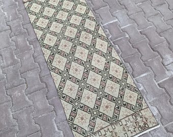 2x6 Runner,Vintage, Home Decor rug, Pastel Rug,2x6 Oushak,SmallRug,Kitchen Rug, 2x5 Turkish, Faded Woven Rug Handmade Wool Rug 1.11 x 5.9 ft