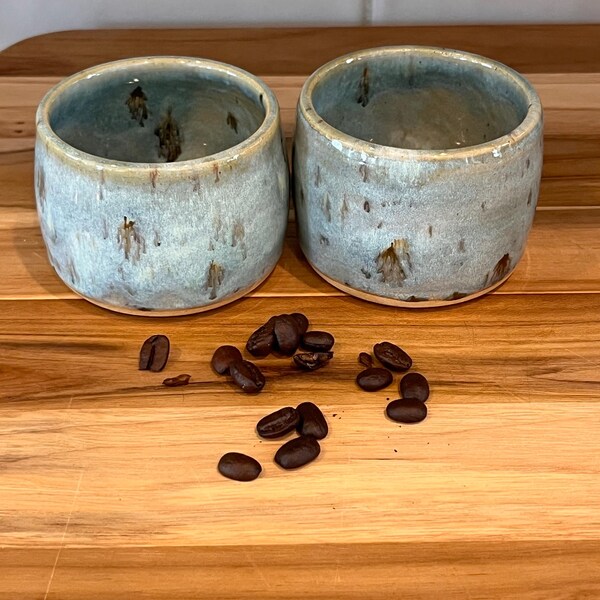 Handmade Light Blue 4oz Stoneware Espresso/Demitasse Cups