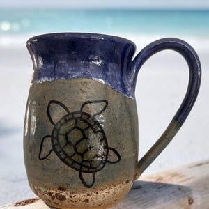 Handmade Ceramic Underwater Sea Turtle Mug