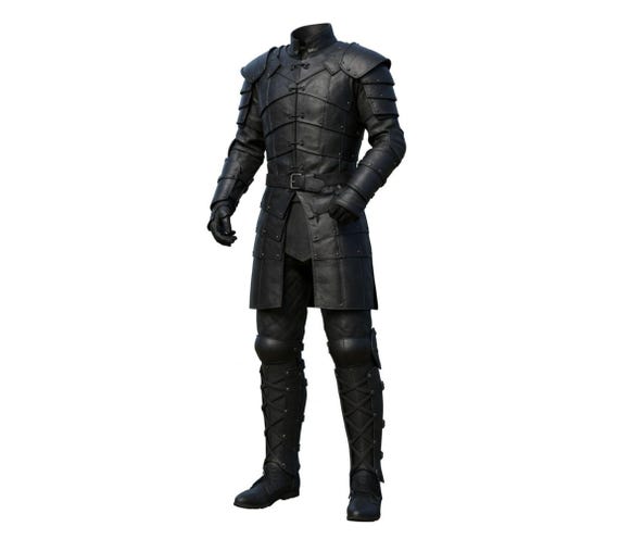 Handmade Black Leather Armor Set – Medieval Knight, LARP Cosplay