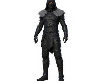 Handgemaakt zwart leren Assassin-pantser – Viking LARP-kostuum