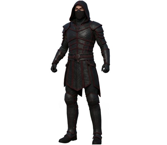 Handmade Dark Assassin Leather Armor Set - Medieval Fantasy Warrior Costume - Rouge Barbarian Knight Armour