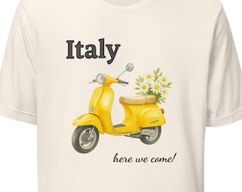 Italien Vespa T-shirt – Gul Scooter Graphic T-shirt, Resetröja