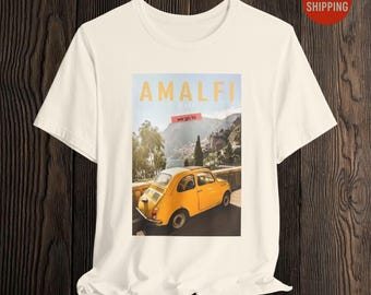 Amalfi Coast T-Shirt, Vintage Car Italy Travel Tee, Retro Italian Vacation Shirt