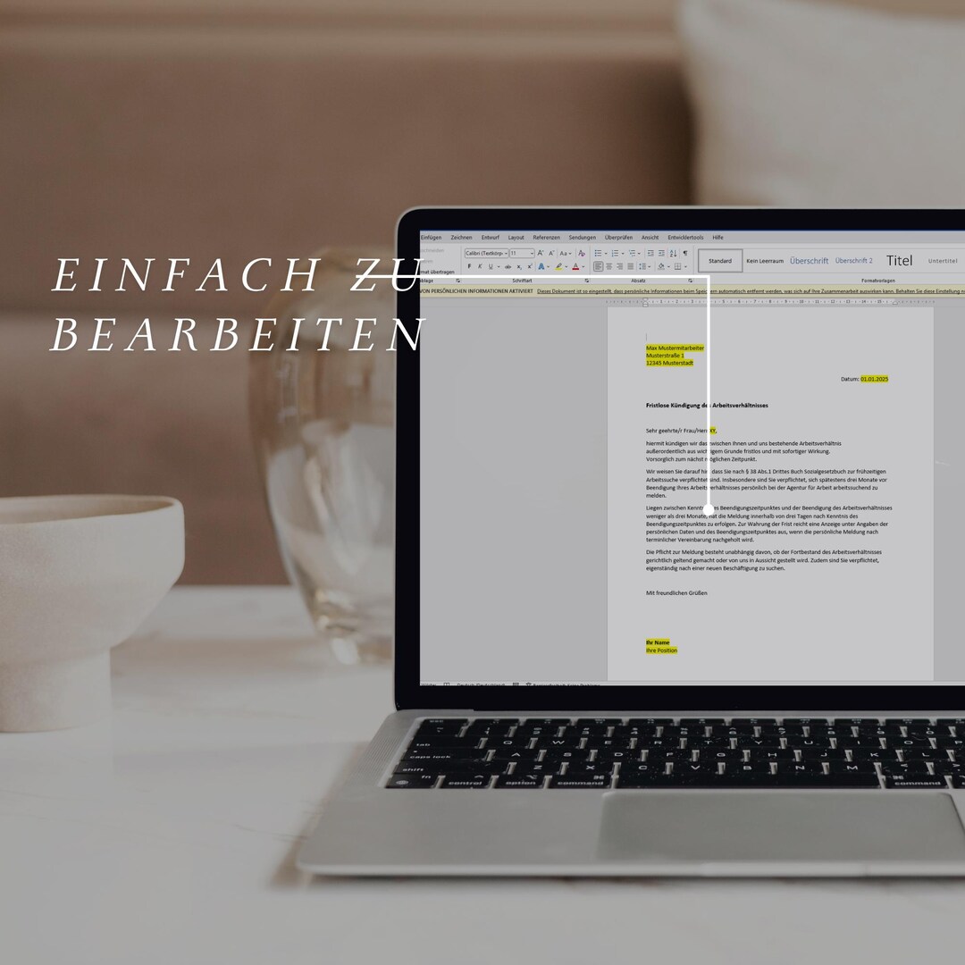 Without Notice Application Termination Without Notice Template – Legally Compliant HR Template for ...