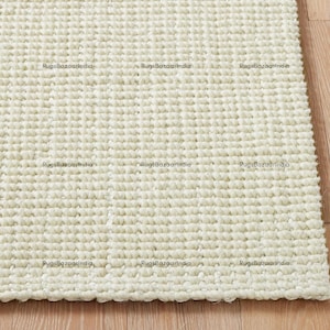 12 x 15 12 x 18 handgemaakte ivoorkleurige wollen jute vloerkleed - Modern popcorntapijt handgemaakt tapijt handgeweven wollen vloerkleed voor woonkamer vloerkleed