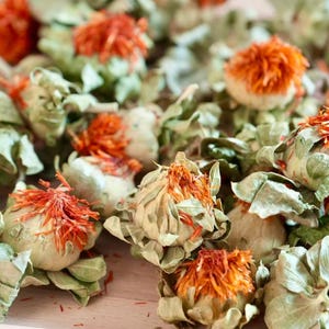 30pcs Dried Safflower Pods, Natural Orange Thistle Flowers, Rustic Wedding Decor, Floral DIY, Biodegradable, Candle Soap Tea Potpourri Suppl