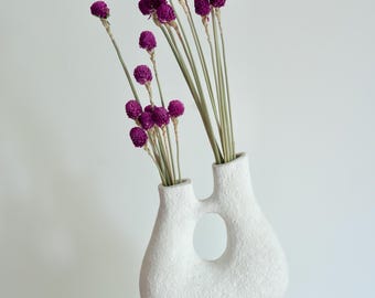 Purple Gomphrena Dried Flowers, Globe Amaranth Stems, Billy Buttons Style Pom Pom Stems, Minimalist, Wedding & Boho Home Decor, Flower Lover