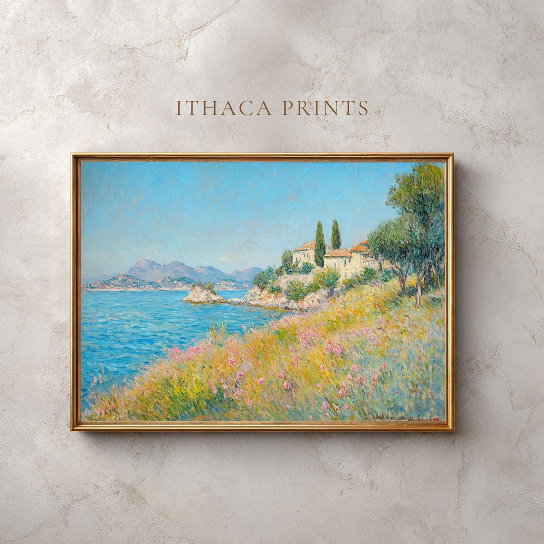 Mediterranean Coastal Pnting | French Riviera Impressionist Art Print ...