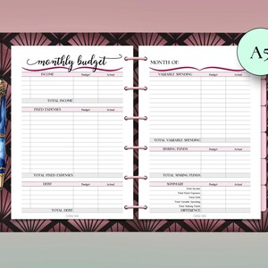 Pinke Monatseinlage für den Haushaltsplaner: Monatlicher Check-in, tägliches Ausgabenlog, A5 (Instant Download PDF)