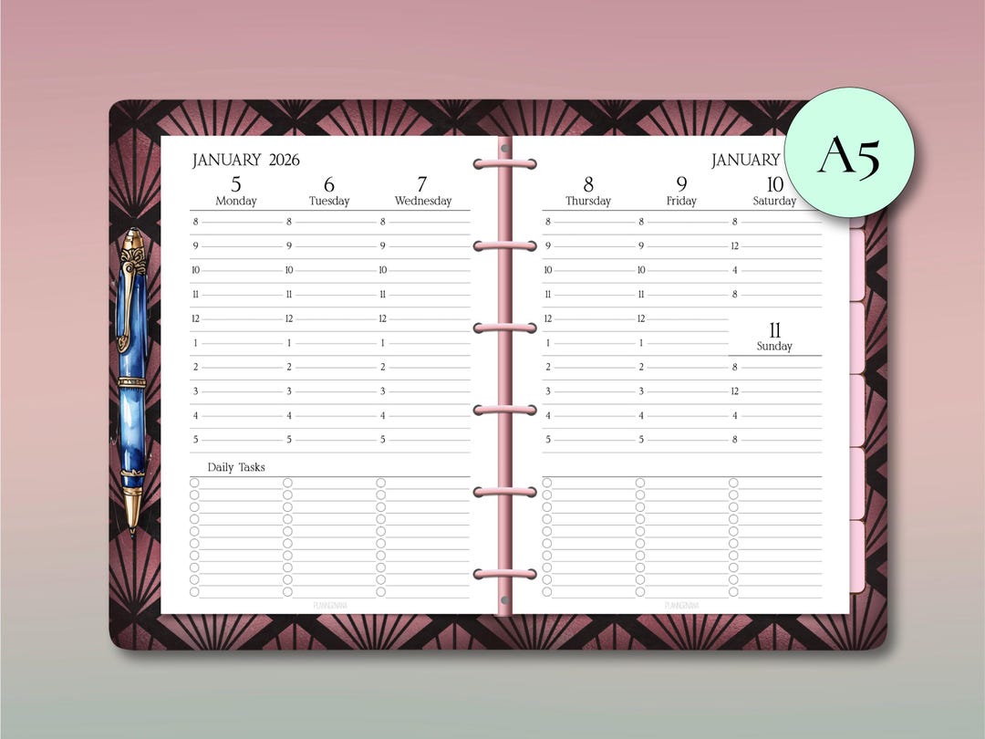 2026 Minimalist A5 Weekly Planner Insert: Hourly Schedule, Daily Tasks ...