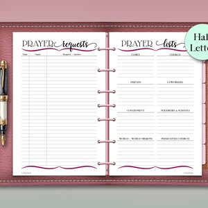 Prayer Journal Planner Insert: Prayer Lists, Requests & Prompts, Half Letter (PDF Download)