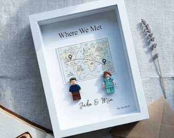 Custom Map Frame, Where We Met Personalized Couple Gift, First Date Keepsake