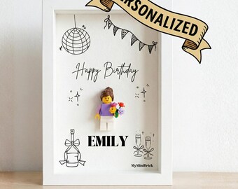 Personalized Minifigure Display, Birthday Gift for Girlfriend, Personalized Milestone Keepsake