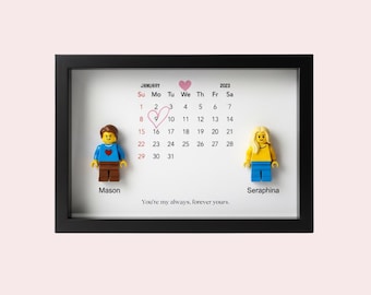 Personalized Minifigure Display for Couples, Custom Anniversary and Valentine Gift, Keepsake Frame