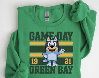 Green Bay Football Vintage Shirt: Blue Dog & Bingo Game Day Tee, Retro Kids Pullover, Custom Team Crewneck, Fan Gift Apparel