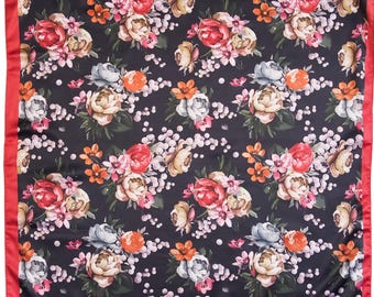 Foulard En Soie Vintage Françoise Guérin Paris - 90x90 Cm - Multicolore - Occasion Très Bon état