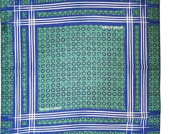 Green Blue Cotton Bandana, Geometric Cotton Bandana, Square Scarf 19x19', Plaid Print Scarf, Stylish Headscarf, Unisex Fashion Scarf