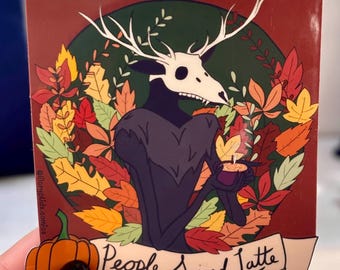 Wendigo Pumpkin Spice Latte Vinyl Sticker - Spooky Fall Cryptid