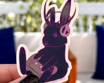 Gamer Jackalope Vinyl Sticker- Purple and Black