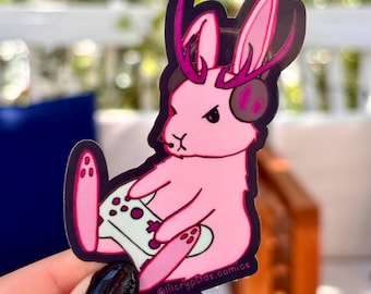 Gamer Jackalope Vinyl Sticker- Pink and Black
