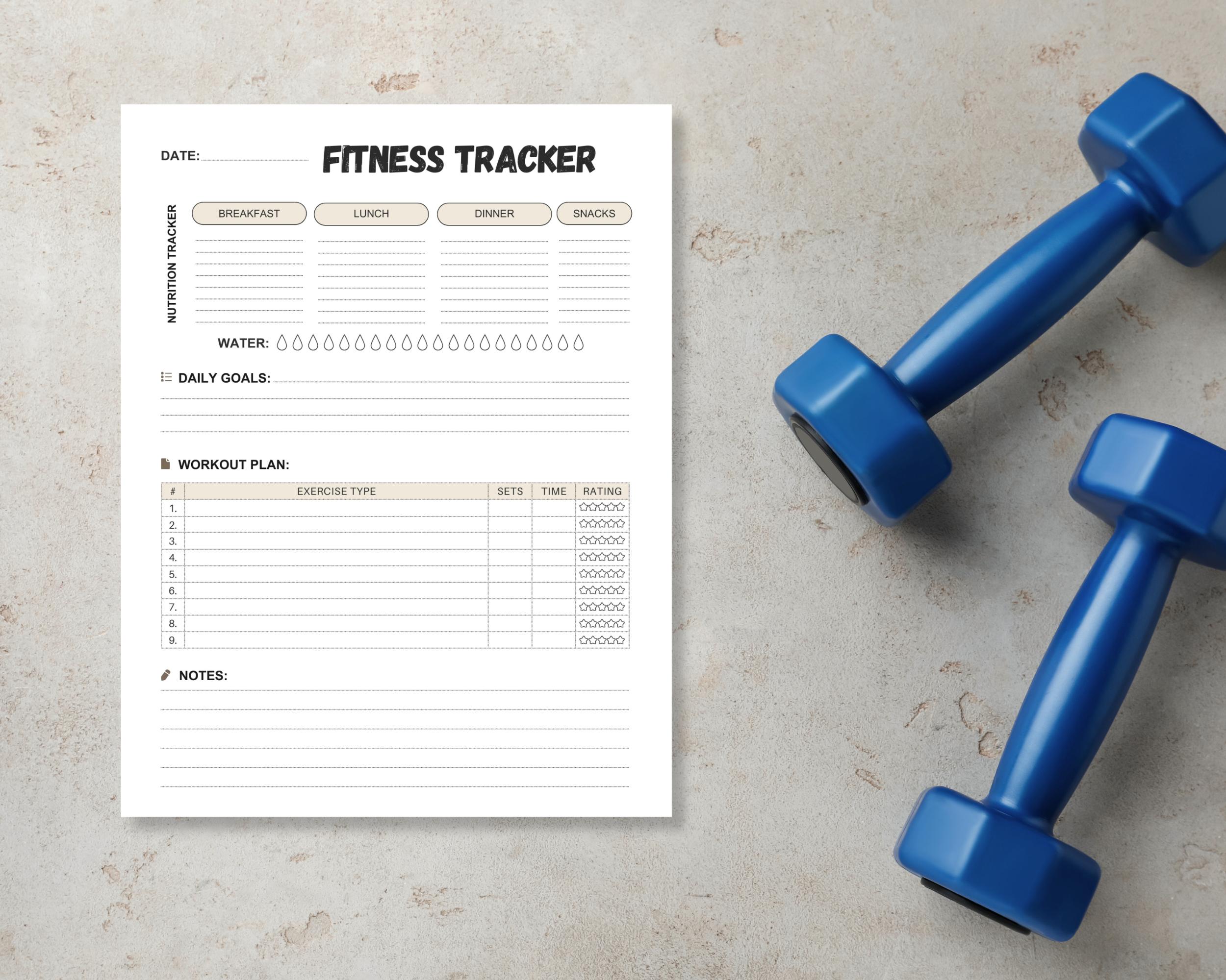 Daily Fitness Tracker Printable | Workout & Meal Planner (US Letter A4 ...