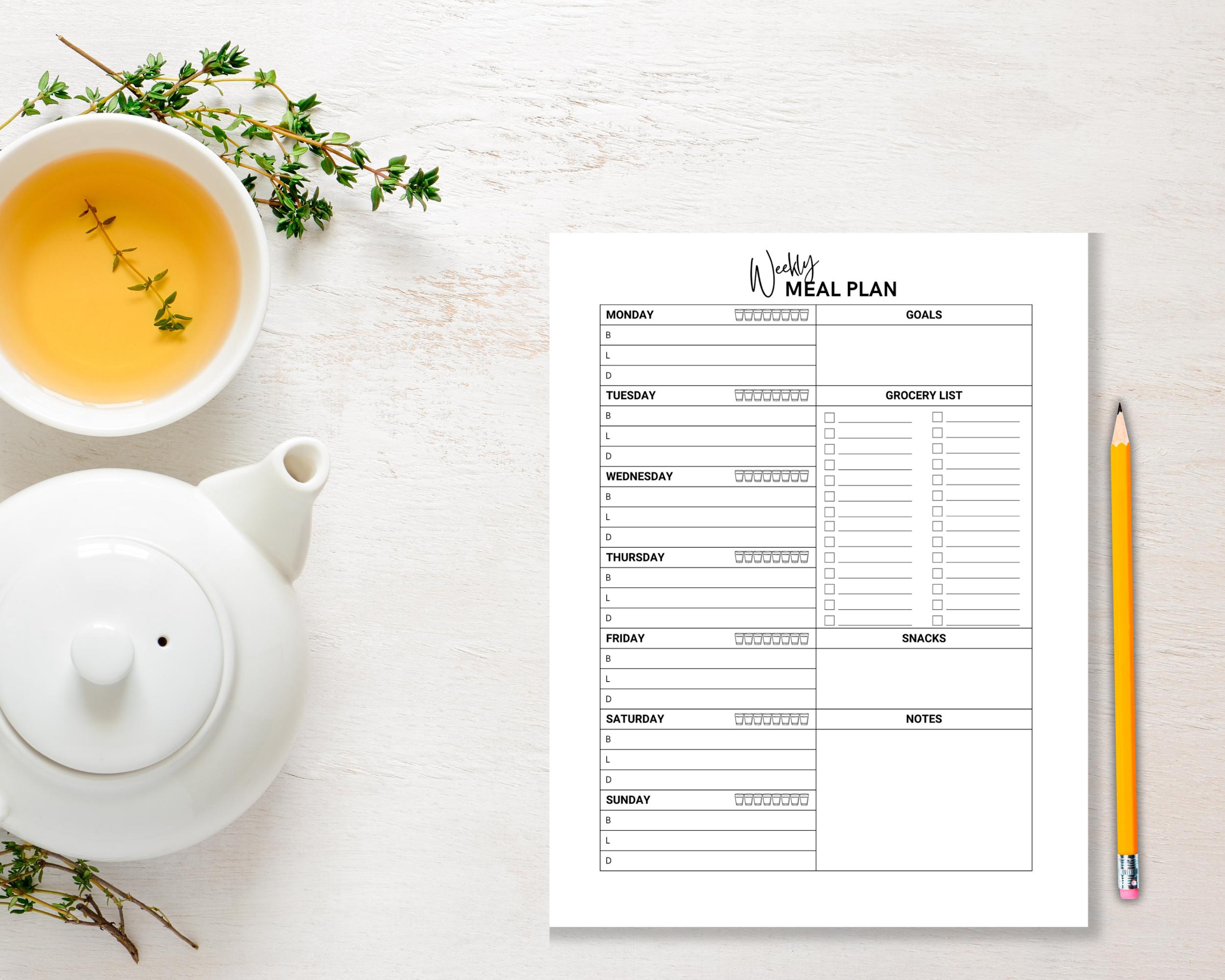 Weekly Meal Planner Printable | Fitness & Nutrition Tracker (PDF ...
