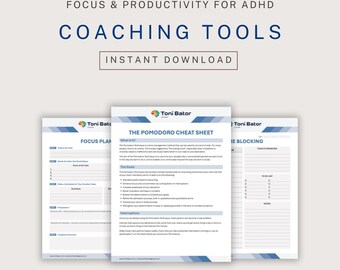 ADHD Productivity Bundle | Pomodoro, Time Blocking, Focus Worksheets (Digital Download)