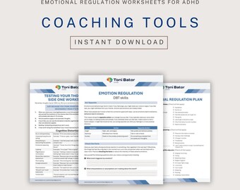 Emotional Regulation Bundle | DBT Worksheet | RSD Worksheet | ADHD Autism Coping Skills | Coaching Tools Downloadable