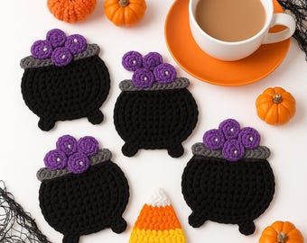 Witch's Cauldron Coaster Crochet Pattern: Fall Decor (PDF Pattern)
